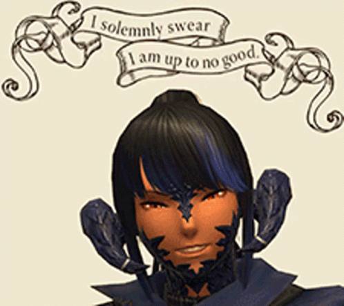 A Drawing Of A Person With The Words I Solemnly Swear I Am Up To No Good GIF