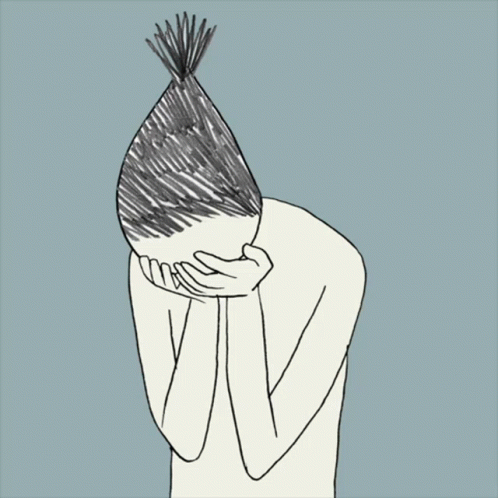 A Drawing Of A Person With Their Hands On Their Face GIF