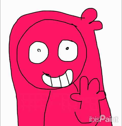 A Drawing Of A Pink Cartoon Character With Ibis Paint Written On The Bottom GIF