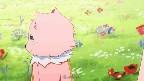 A Drawing Of A Pink Cat With A Flower On Its Head With The Words Walletele Below It GIF