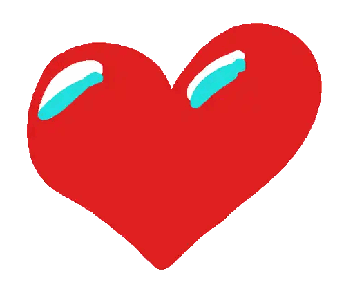 a drawing of a pink heart with a red outline