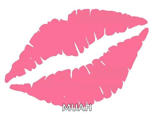 A Drawing Of A Pink Lip With The Word Muah Below It GIF