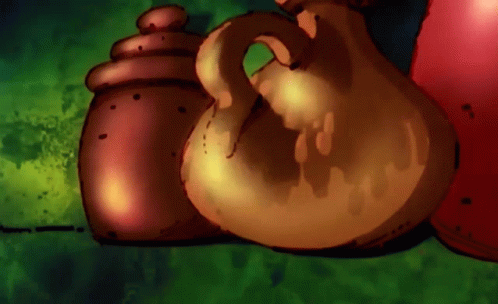 A Drawing Of A Pitcher And A Jar With A Green Background GIF