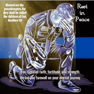 A Drawing Of A Police Officer Kneeling Down With A Quote From Matthew GIF