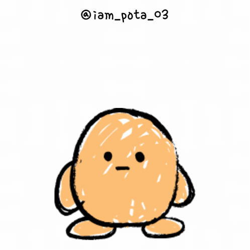 A Drawing Of A Potato Giving A Thumbs Up With The Hashtag @Iam_pota_03 GIF