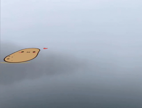A Drawing Of A Potato With A Heart In The Background GIF