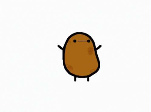A Drawing Of A Potato With Arms And Legs GIF