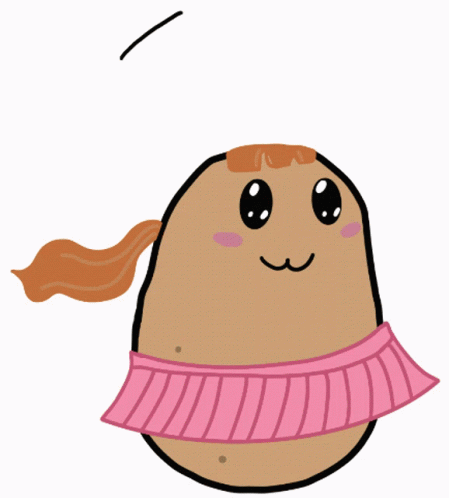 A Drawing Of A Potato With The Words I Am A Cute Potatoe Written Below It GIF