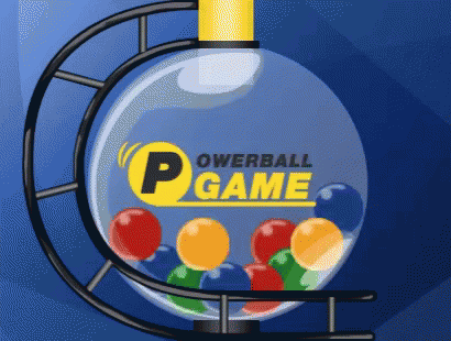A Drawing Of A Powerball Game With Balls Inside GIF