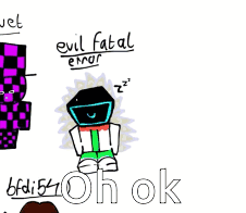 A Drawing Of A Purple And Black Minecraft Character With The Words Evil Fatal Emo Written On It GIF