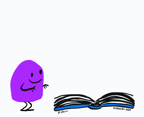 A Drawing Of A Purple Frog Flying Over An Open Book By Debbie On.com GIF