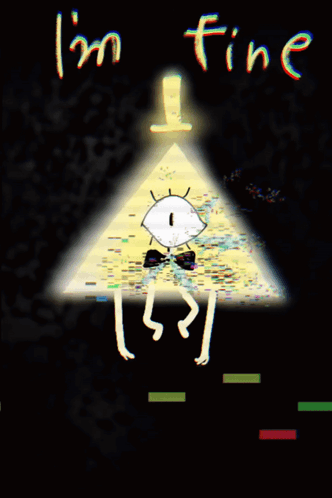 A Drawing Of A Pyramid With An Eye And The Words " I 'M Fine " GIF