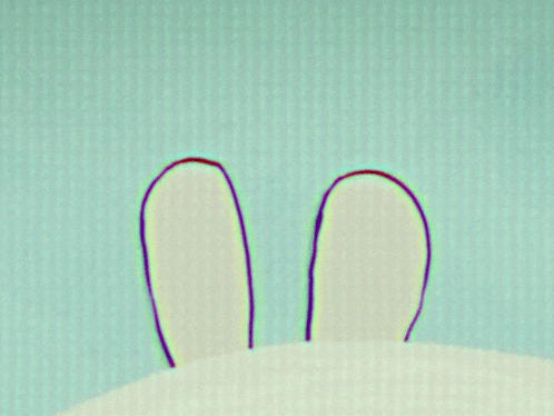 A Drawing Of A Rabbit With Big Ears And Eyes GIF