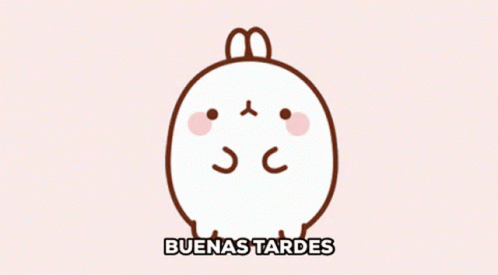 A Drawing Of A Rabbit With The Words Buenas Tardes Written Below It GIF