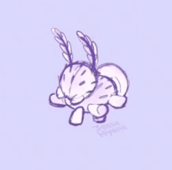A Drawing Of A Rabbit With Wings On A Purple Background . GIF