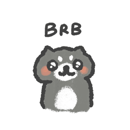 a drawing of a raccoon with the word brb written above it