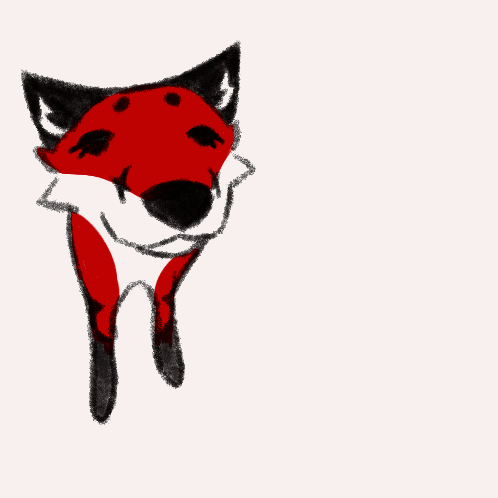 A Drawing Of A Red And Black Fox GIF