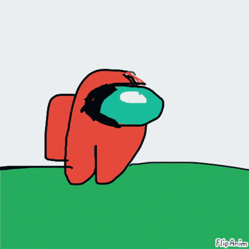 A Drawing Of A Red And Green Among Us Character With The Words Flipanim Below It GIF