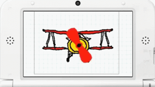 A Drawing Of A Red And Yellow Airplane Is On A White Screen GIF