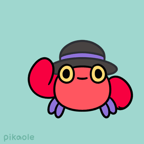 A Drawing Of A Red Crab With Yellow Eyes And A Purple Tail By Pikaole GIF