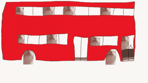 A Drawing Of A Red Double Decker Bus GIF