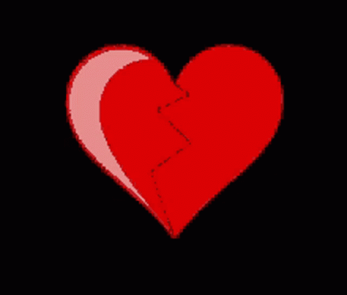 A Drawing Of A Red Heart With A Broken Section GIF