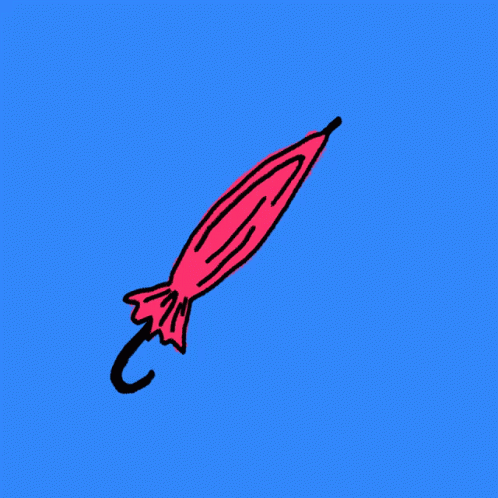 A Drawing Of A Red Umbrella Against A Blue Background GIF