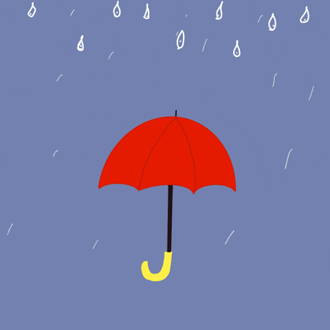 A Drawing Of A Red Umbrella In The Rain GIF
