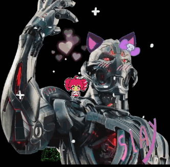 A Drawing Of A Robot With The Word Slay Below It GIF