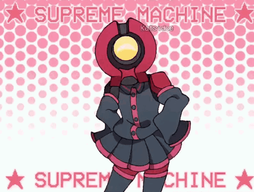 A Drawing Of A Robot With The Words Supreme Machine On The Bottom GIF