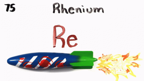 A Drawing Of A Rocket With The Word Rhenium Written On It GIF