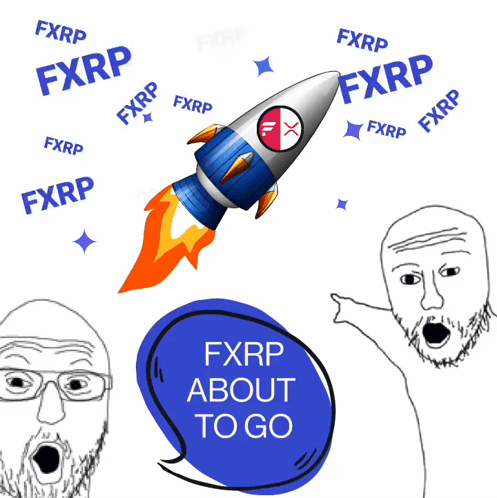 A Drawing Of A Rocket With The Words Fxrp About To Go GIF