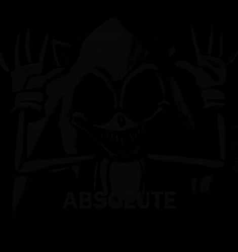 A Drawing Of A Scary Sonic With The Words Absolute Rage Mode Below Him GIF