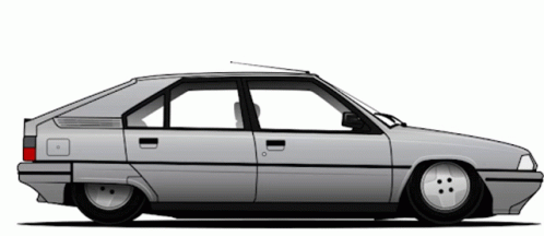A Drawing Of A Silver Car With Black Wheels GIF