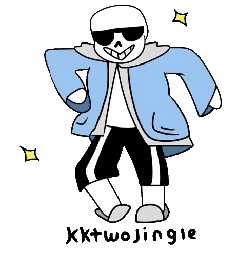 a drawing of a skeleton wearing sunglasses and a blue jacket says kktwojingle