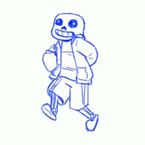 A Drawing Of A Skeleton With A Hoodie And Shorts GIF