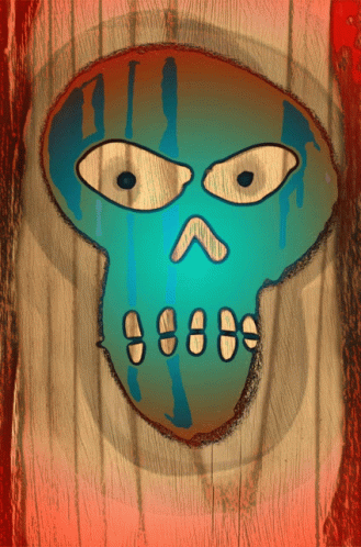 A Drawing Of A Skull With 8888 Written On It GIF