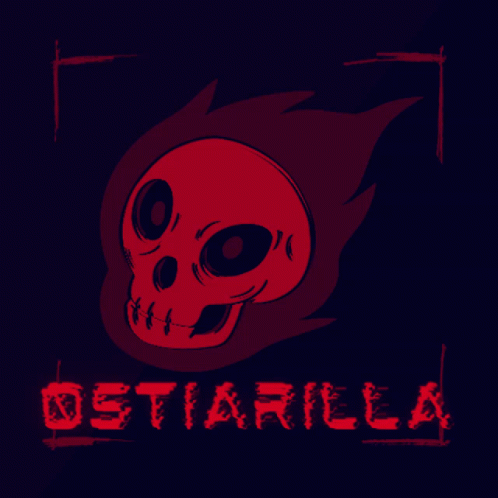 A Drawing Of A Skull With The Word Ostiarilla In Red Letters GIF