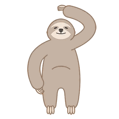 a drawing of a sloth standing with its hand on its head