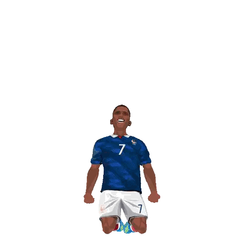 a drawing of a soccer player wearing a blue jersey with the number 7 on it