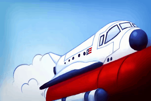 A Drawing Of A Space Shuttle With The Letter S On The Nose GIF