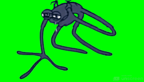 A Drawing Of A Spider With Long Legs On A Green Background . GIF
