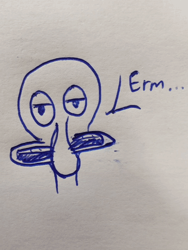 A Drawing Of A Squid With The Word " Em " Written In Blue Marker GIF
