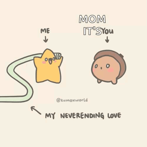 A Drawing Of A Star Spraying Hearts With The Words Mom It 'S You GIF
