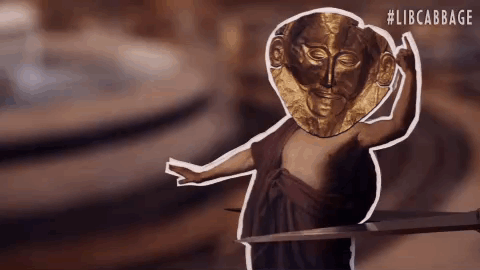 A Drawing Of A Statue Of A Man With A Circle Around His Head GIF