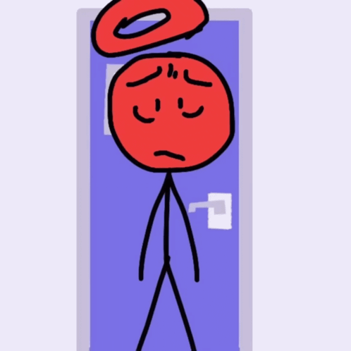 A Drawing Of A Stick Figure With A Red Circle On His Head GIF