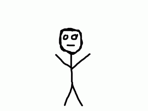 a drawing of a stick figure with a smiley face on his face