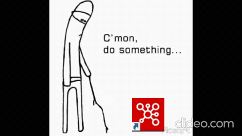 A Drawing Of A Stick Figure With The Words " C'mon Do Something " On It GIF