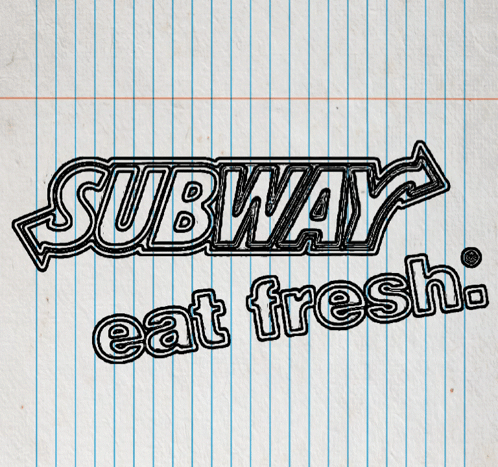 A Drawing Of A Subway Logo That Says Eat Fresh GIF
