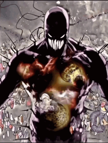 A Drawing Of A Superhero With A Glowing Face GIF